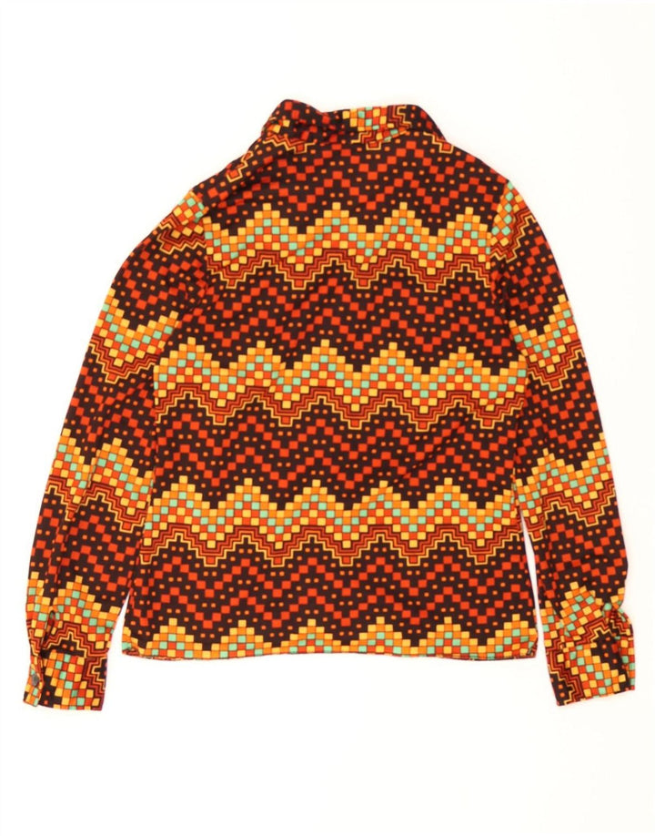 TREVIRA Womens Shirt UK 12 Medium Burgundy Geometric Polyester Vintage Trevira and Second-Hand Trevira from Messina Hembry 