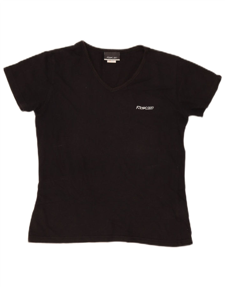Reebok T-Shirt Femme Top UK 12 Coton Noir Moyen