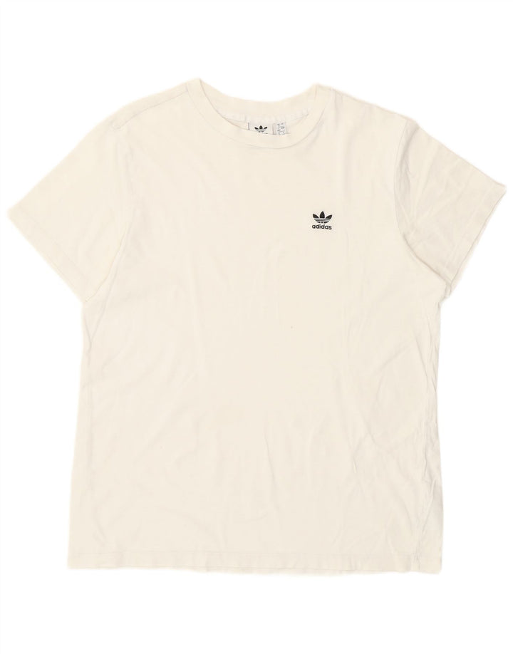 Adidas T-Shirt Femme Top UK 12 Coton Blanc Moyen