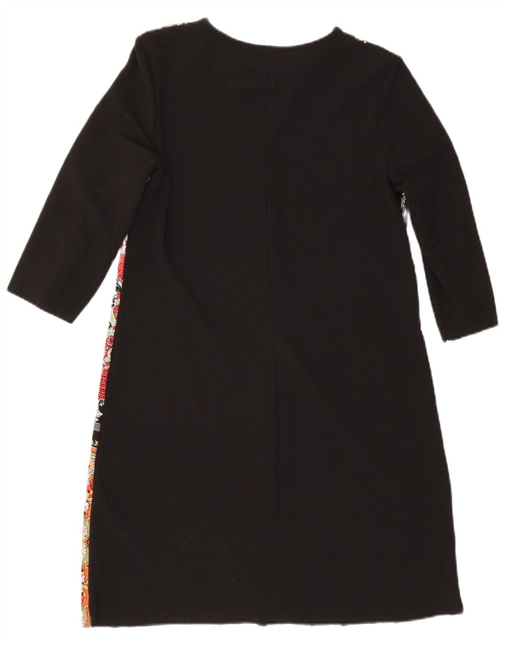 Zara Robe caftan à manches 3/4 pour femme UK 12 Noir moyen patchwork