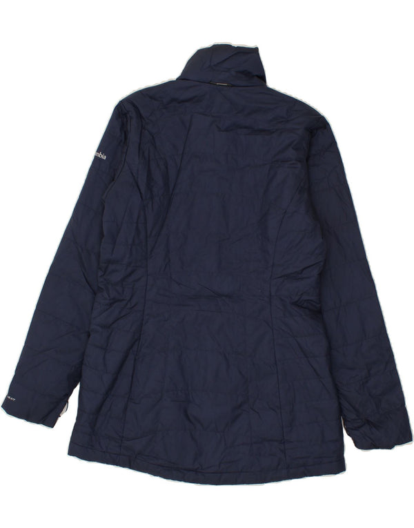 COLUMBIA Womens Padded Jacket UK 14 Medium Navy Blue Polyester