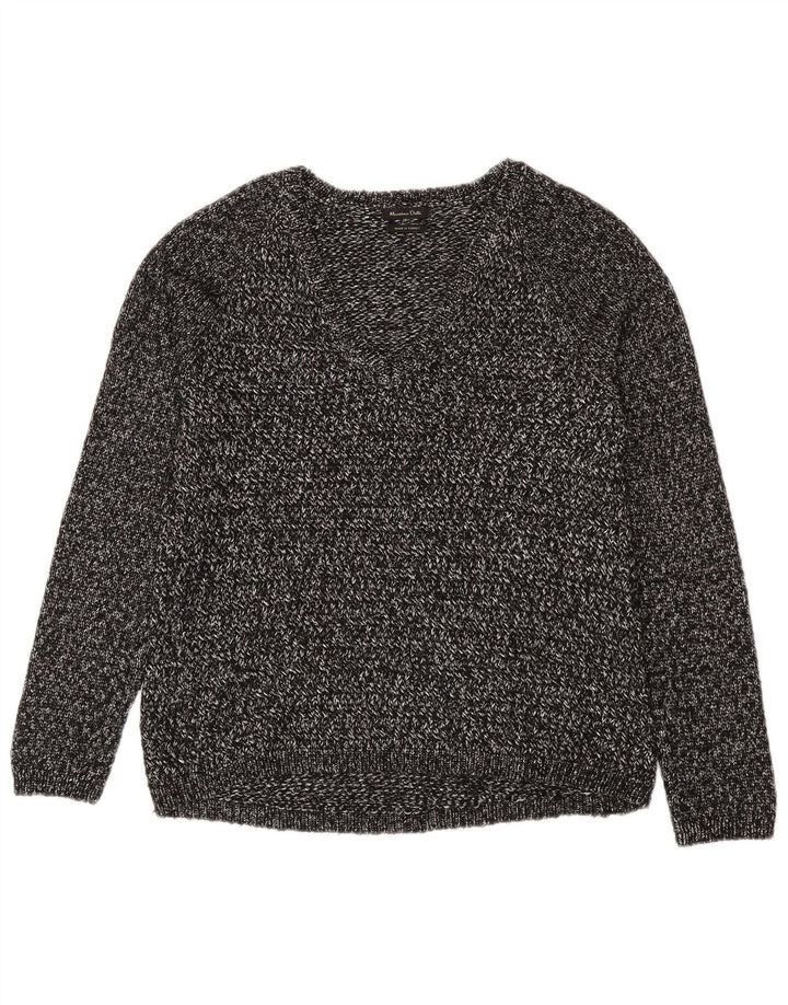 Massimo Dutti Pull col V pour femme UK 14 Gris moyen moucheté