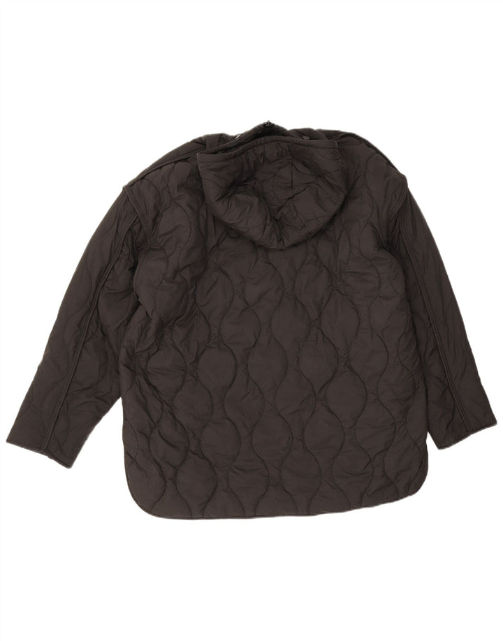 Zara Veste matelassée à capuche surdimensionnée pour femme UK 6 XS Noir Polyester