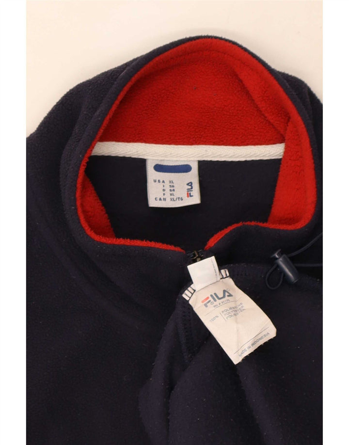Fila Pull polaire à col zippé pour homme XL Bleu marine Polyester
