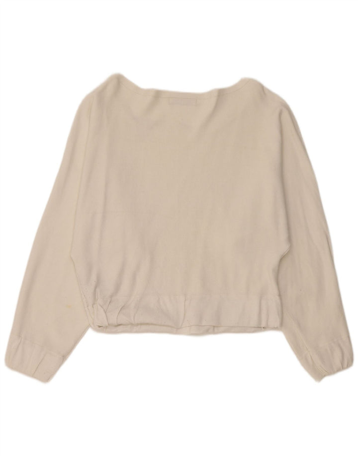 Zara Femme Haut Oversize Manches Longues UK 10 Petite Viscose Blanche