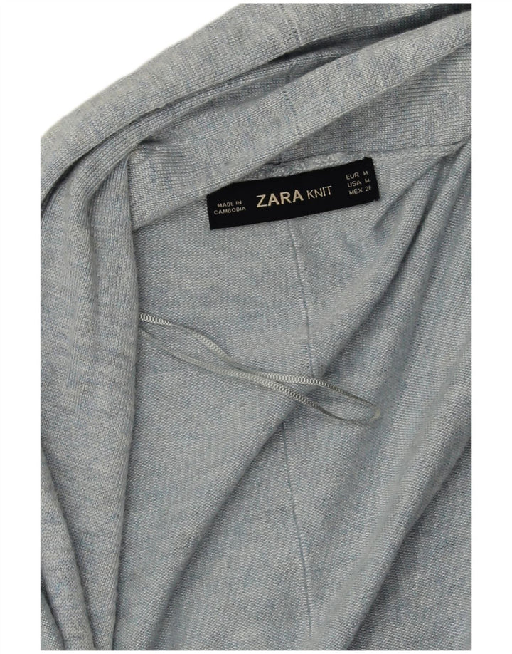 Zara Femme Cardigan Ouvert Pull UK 14 Gris Moyen Viscose