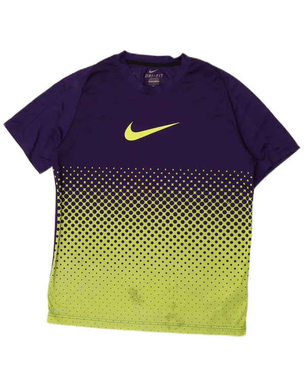 Nike Mens Dri Fit Graphic T-Shirt Top Large Violet Géométrique Polyester