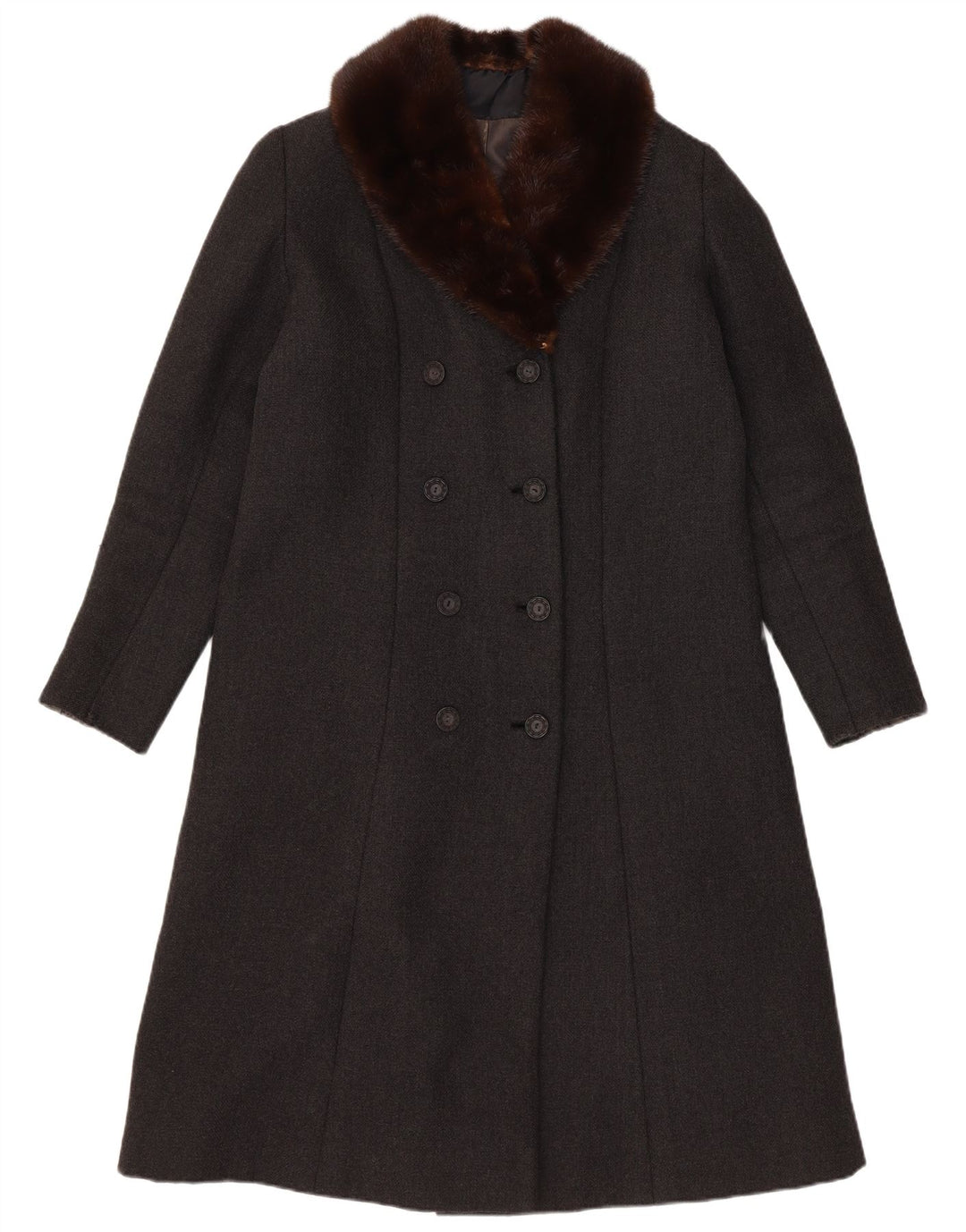 vintage Femmes Double Breasted Coat UK 12 Medium Black Colourblock