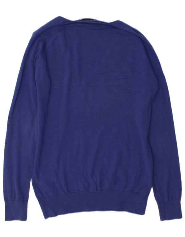 Zara Pull col V pour femme UK 18 XL Bleu Coton