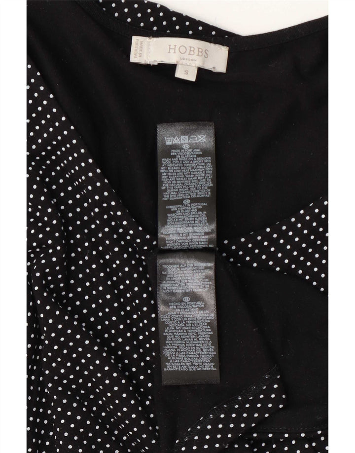 Hobbs Haut Femme Manches 3/4 UK 10 Petit Viscose À Pois Noir