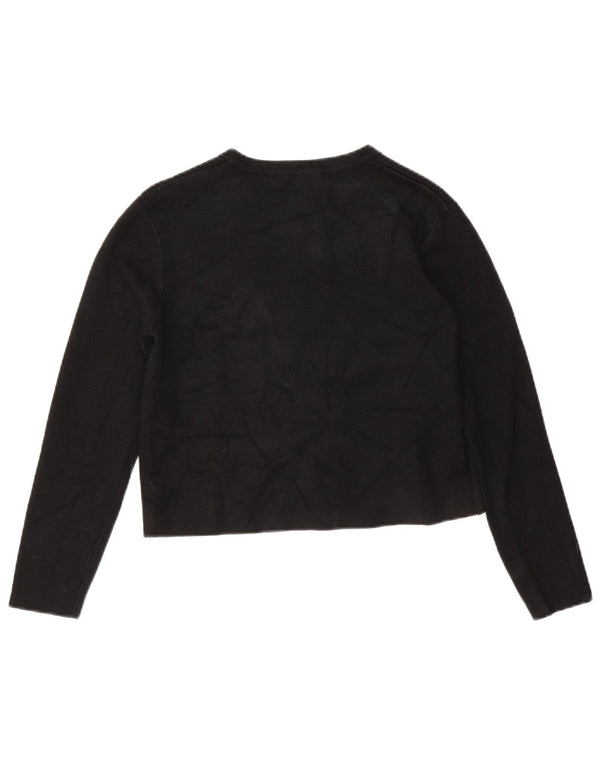 Zara Womens Crop Cardigan Pull UK 10 Petit Noir