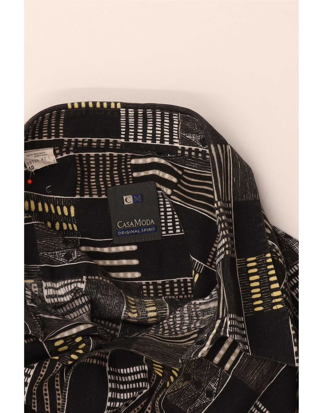 Casa Moda Chemise à manches courtes pour hommes Taille 40 Coton géométrique noir moyen