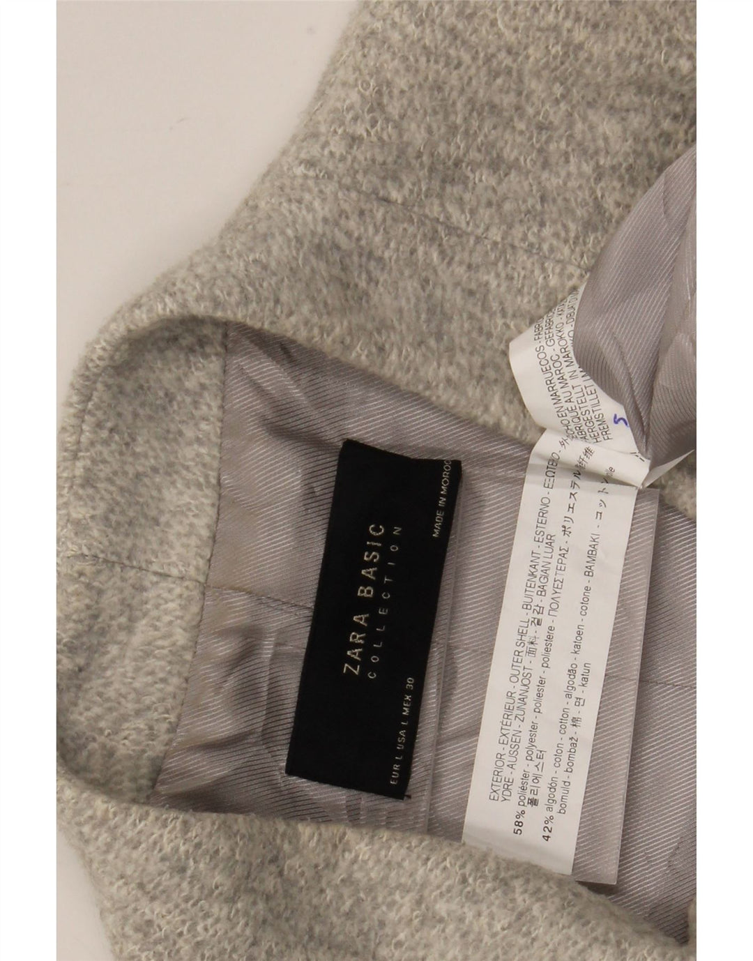 Zara Womens Pardessus UK 14 Large Gris Polyester