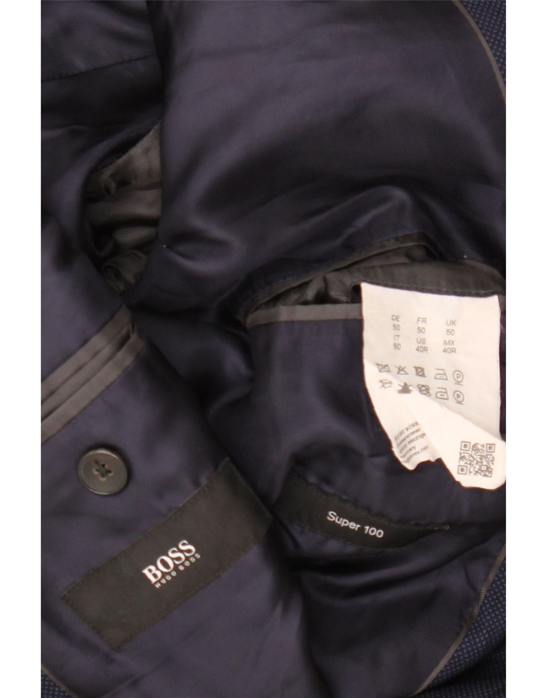 HUGO BOSS Veste Blazer 2 Boutons Homme IT 50 Large Bleu Marine