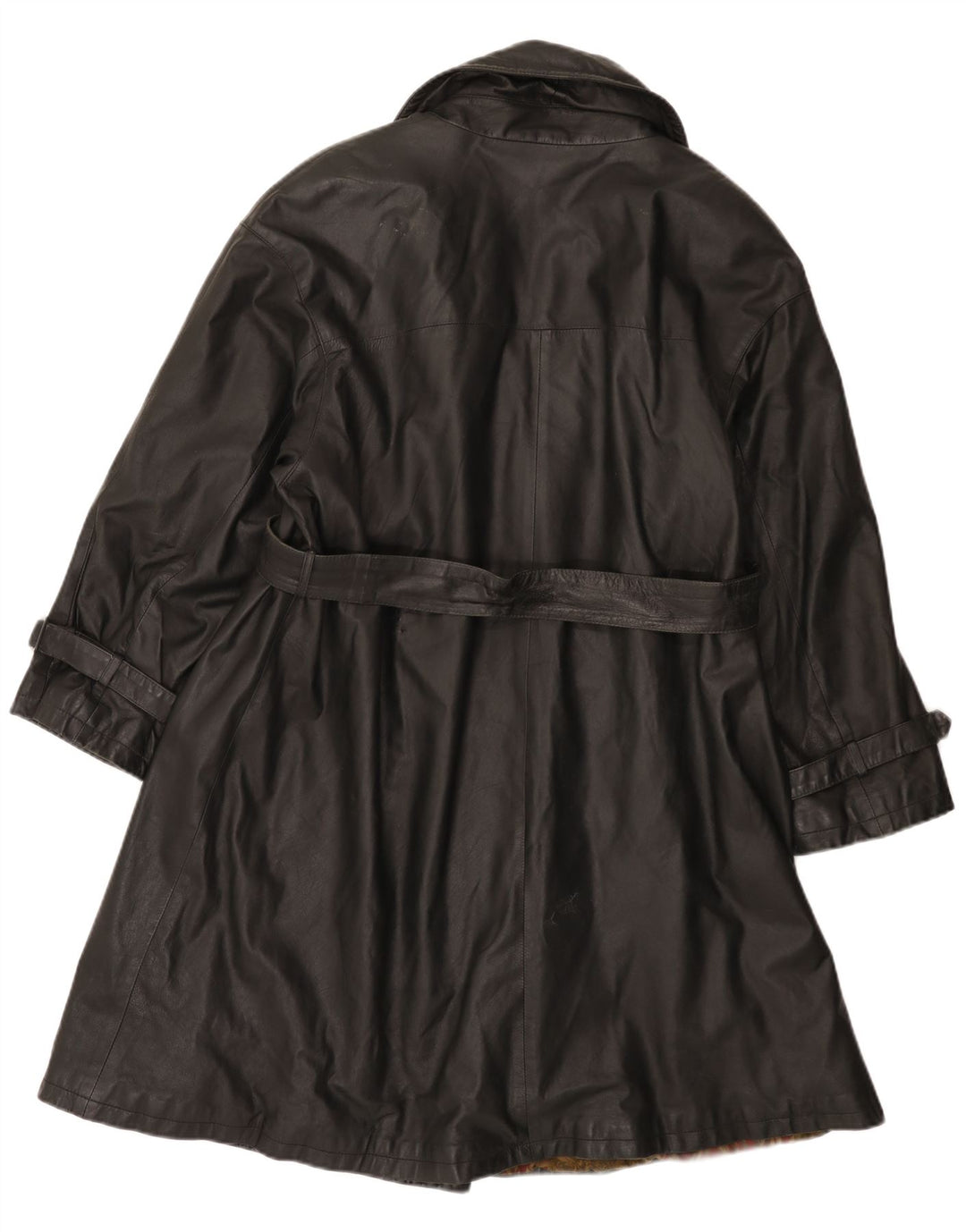 Manteau en cuir double boutonnage vintage pour femme IT 44 Cuir noir moyen