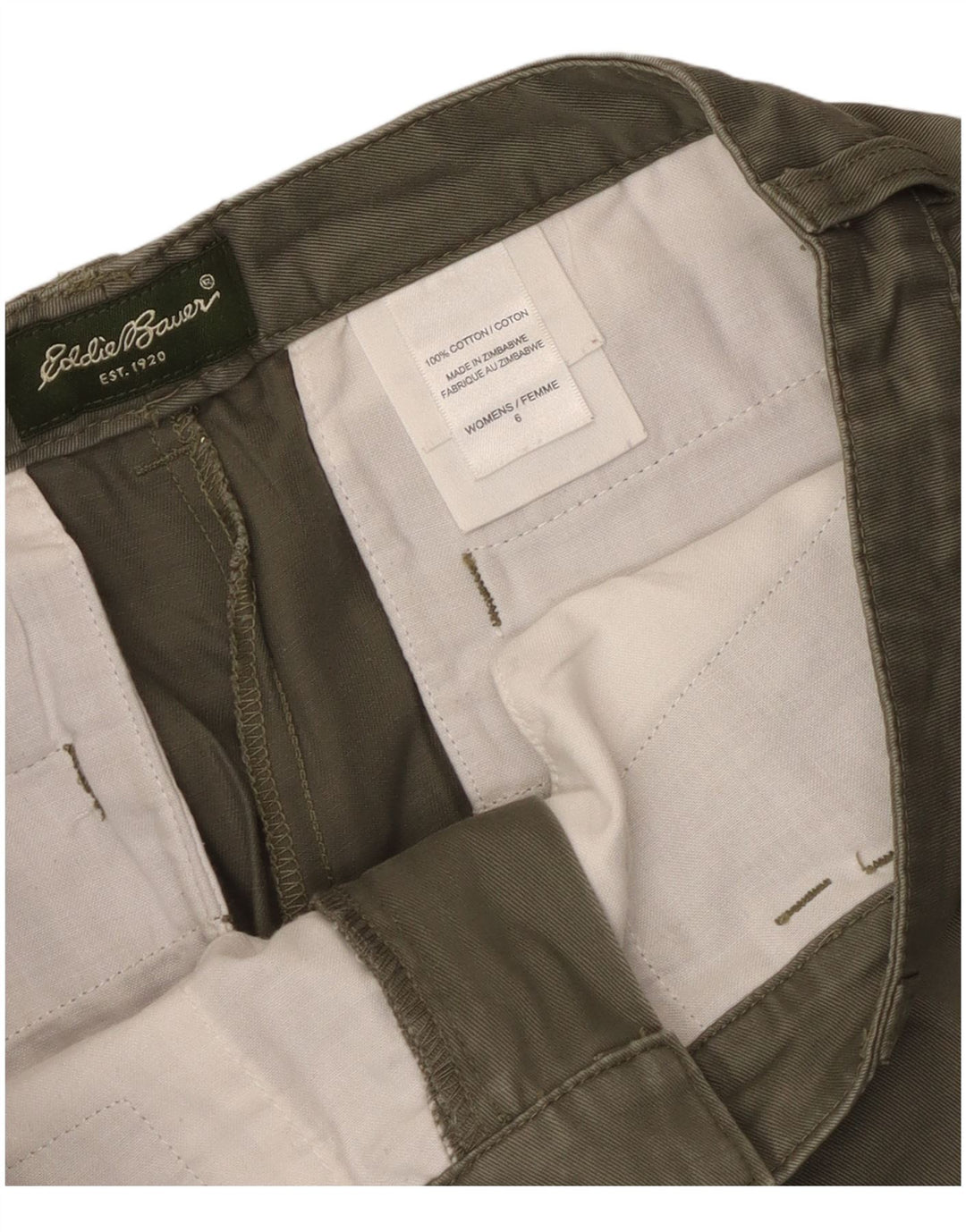 Eddie Bauer Short décontracté pour femme US 6 Medium W30 Kaki Coton