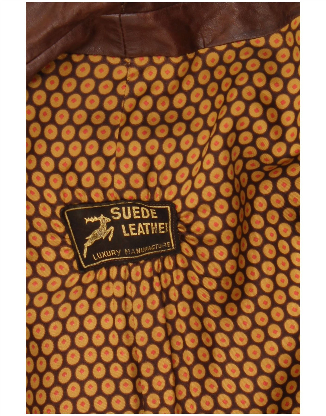 vintage Mens Double Breasted Leather Coat UK 36 Petit Cuir Brun