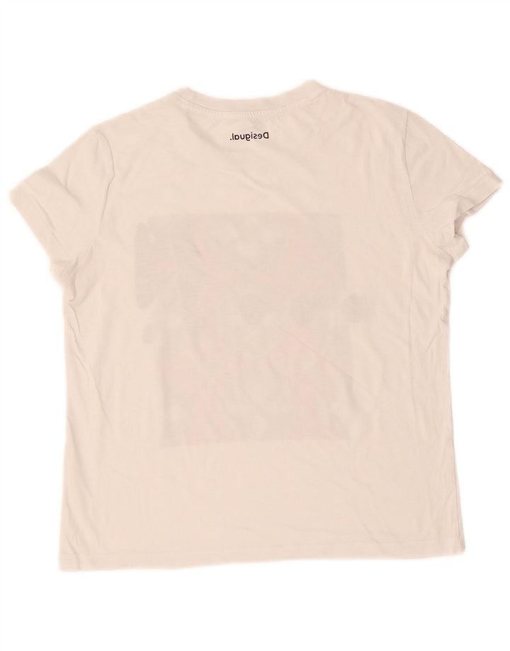 Desigual T-shirt graphique pour femme UK 12 Medium Blanc
