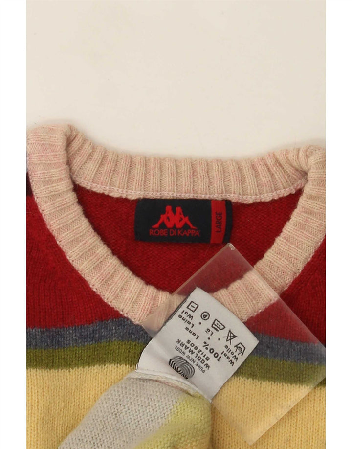 Kappa Pull à col rond pour homme en laine à rayures multicolores