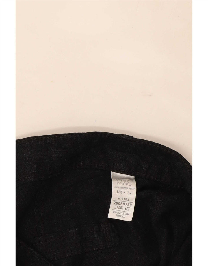 Marks & Spencer Pantalon Capri Femme UK 12 Medium W32 Lin Noir