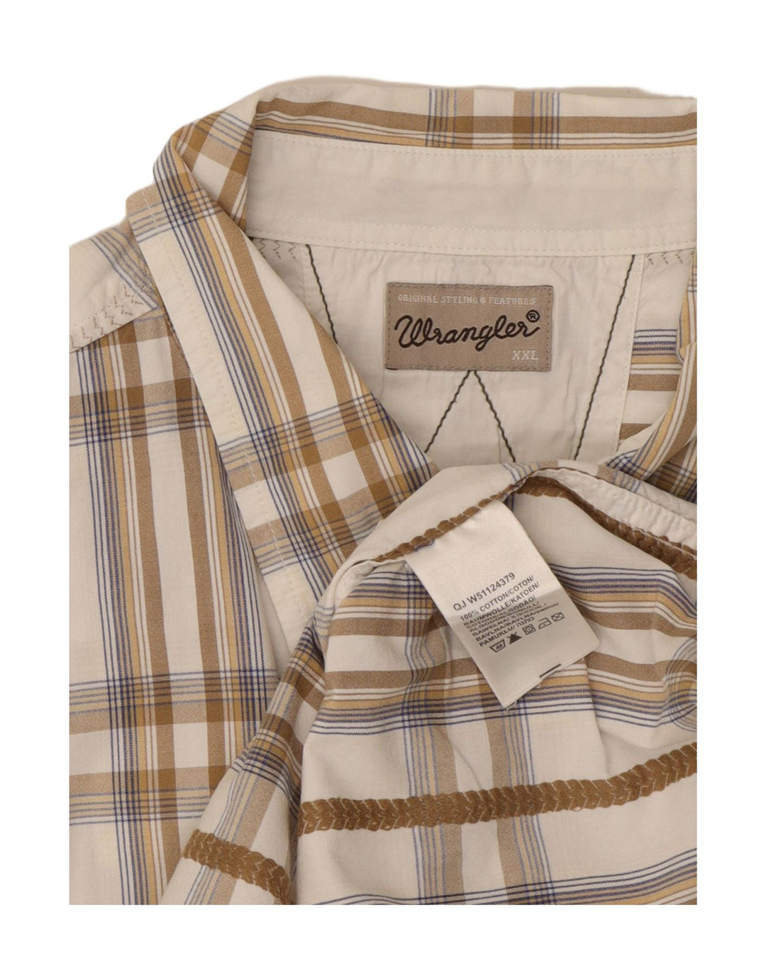WRANGLER Chemise à manches courtes pour homme 2XL en coton à carreaux blancs