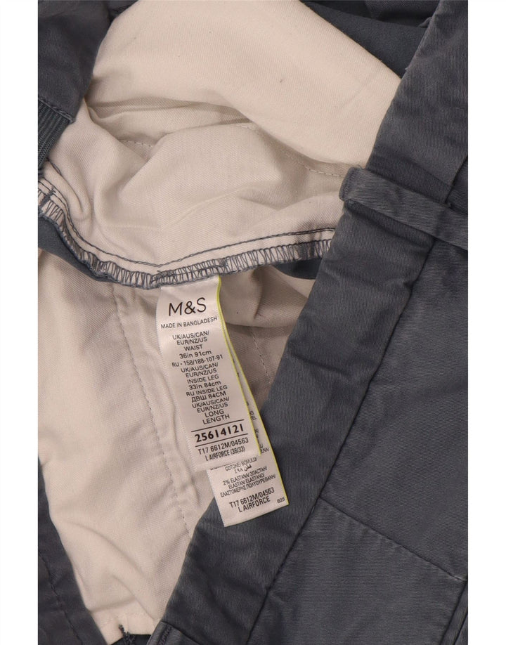 MARKS & SPENCER Pantalon Chino Droit Homme W36 L33 Gris Coton
