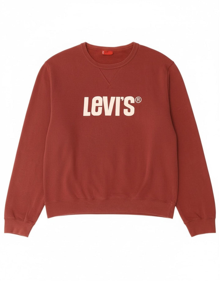 Levi's Graphic Sweatshirt Jumper Large Homme Bordeaux Coton