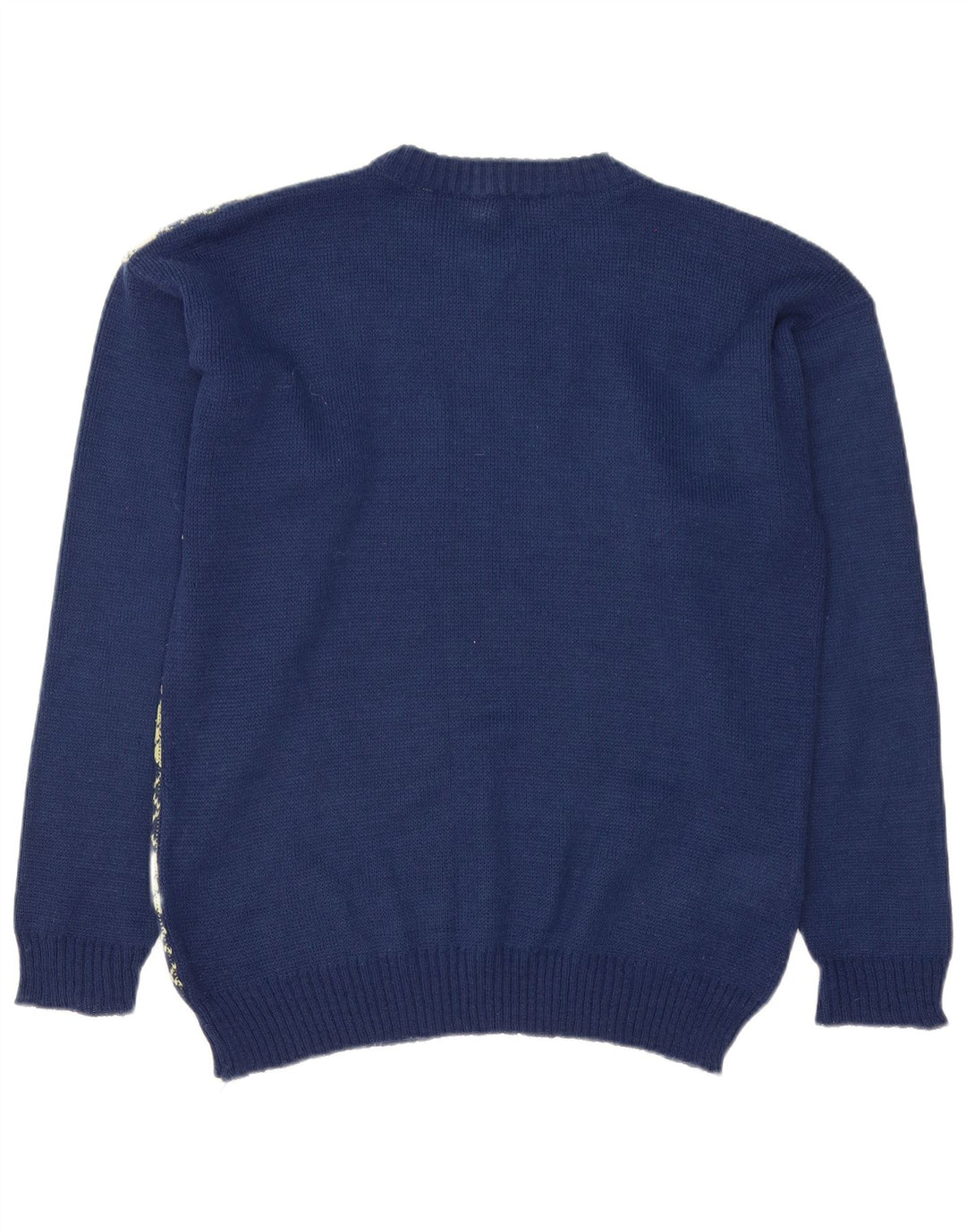 vintage Homme Col Bateau Pull Pull Moyen Bleu Marine Argyle/Diamant