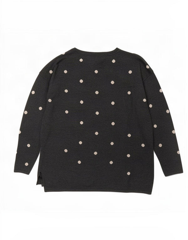 Fat Face Pull col bateau pour femme UK 14 Grand gris à pois en coton