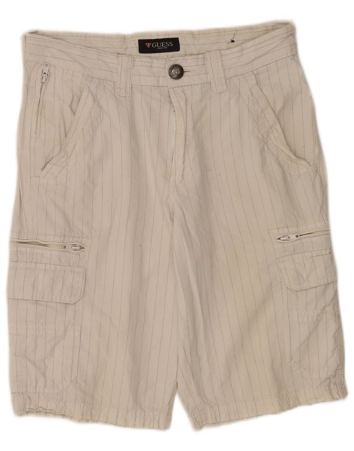 Guess Short cargo W31 en coton à fines rayures blanches pour homme