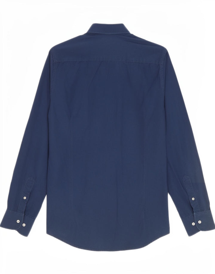 Trussardi Chemise Homme Taille 39/40 Bleu Marine Moyen Coton