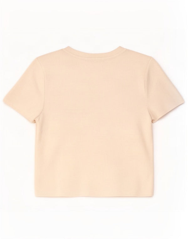 Zara Womens Crop T-Shirt Top UK 12 Moyen Blanc Viscose