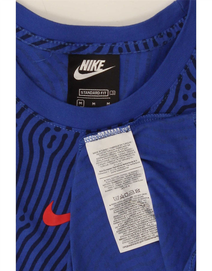 Nike Homme Coupe Standard T-Shirt Haut Bleu Moyen Géométrique Coton