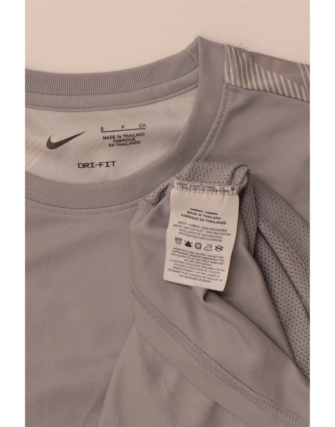 Nike Haut Dri Fit à manches longues pour femme UK 10 Petit Gris Géométrique Polyester