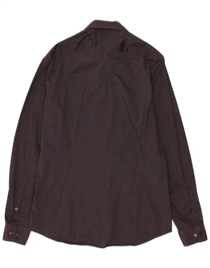 Calvin Klein Chemise slim fit pour homme Taille 39 15 1/2 Gris moyen à fines rayures