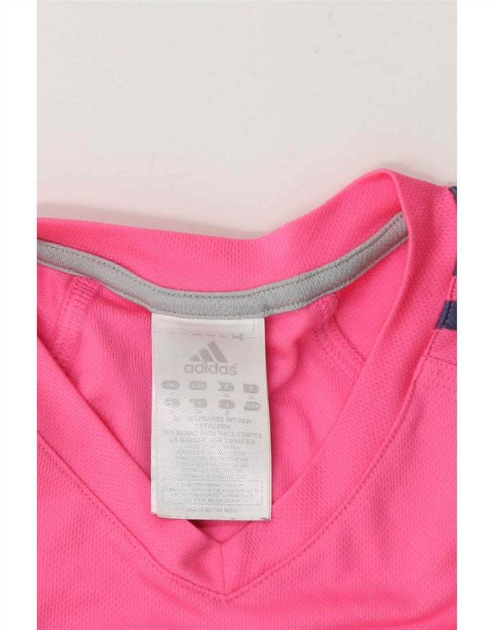 Adidas T-Shirt Femme Top UK 8 Petit Rose Polyester
