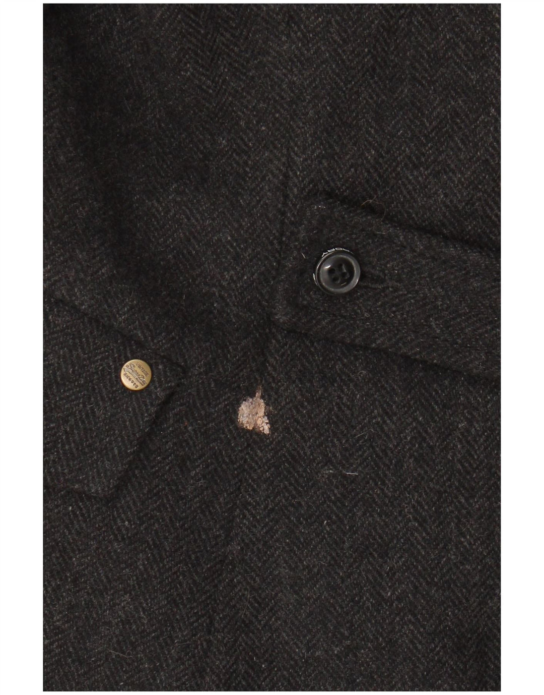 SUPERDRY Veste Blazer 2 Boutons Femme UK 12 Laine à Chevrons Gris Moyen