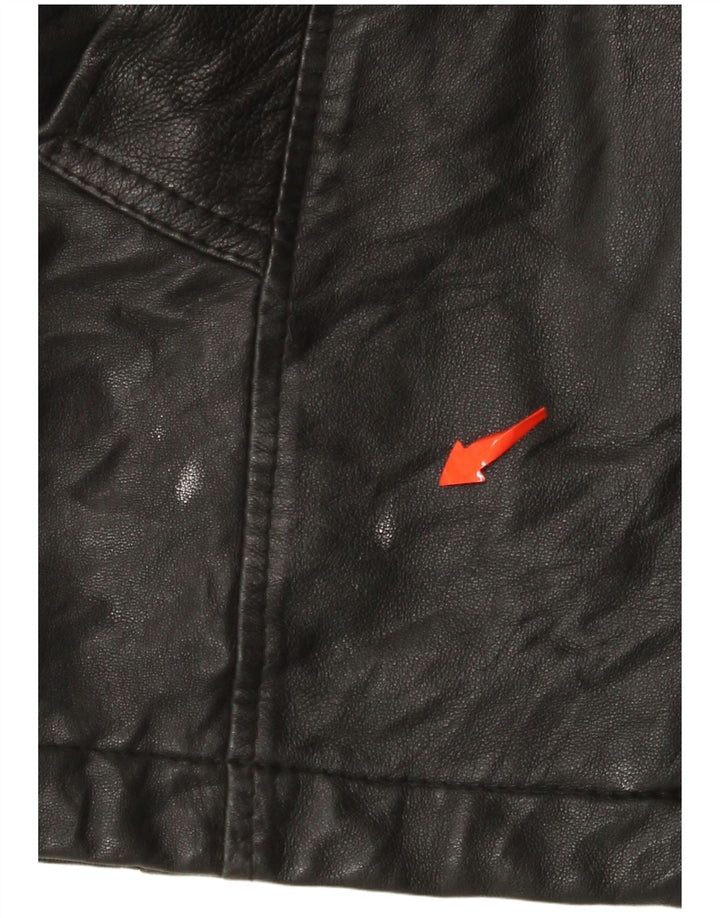 VINTAGE Veste en cuir homme UK 38 Moyen Noir