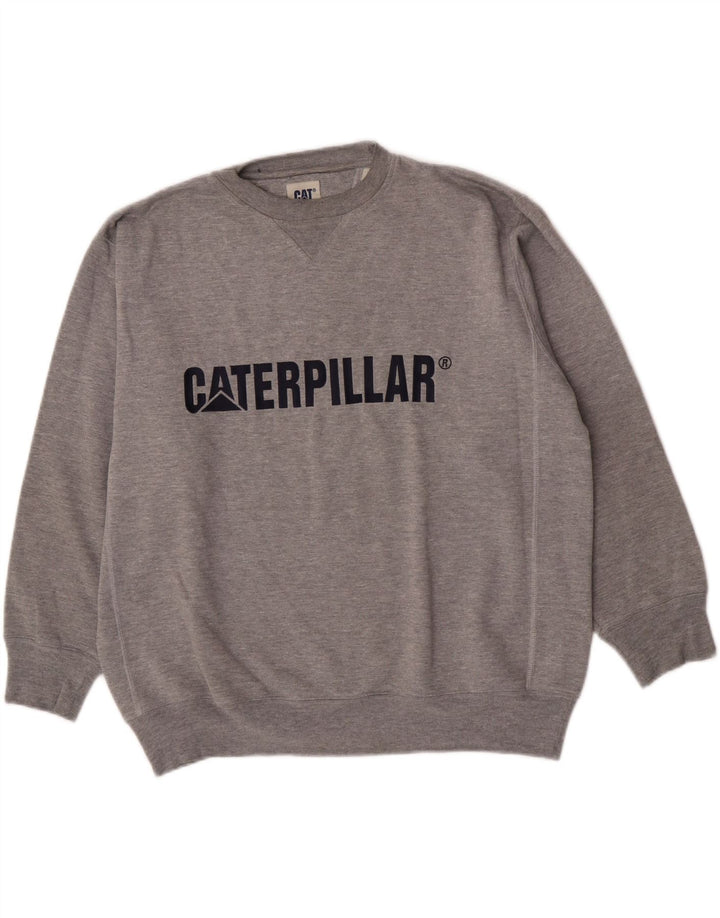 CAT Sweat-Shirt Graphique Coupe Ample Homme Gris Moyen Coton
