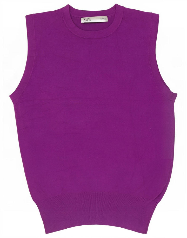Zara Womens Vest Débardeur UK 12 Moyen Violet