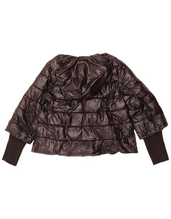 Guess Veste matelassée à capuche pour femme UK 14 Large Noir Polyester