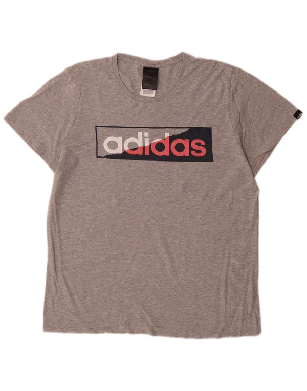 Adidas T-shirt graphique pour hommes, petit, gris, coton