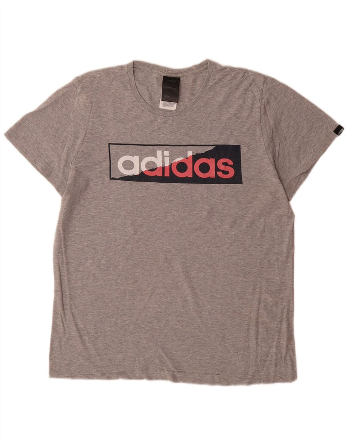 Adidas T-shirt graphique pour hommes, petit, gris, coton