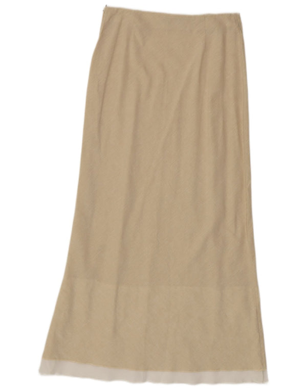 Sisley Femme Jupe Maxi Taille Haute IT 38 XS W28 Beige Colourblock Coton