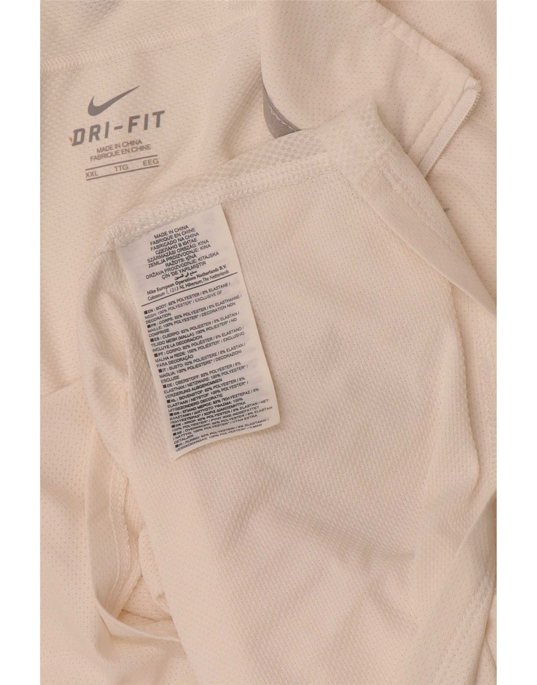 Nike Hommes Dri Fit Zip Neck T-Shirt Top 2XL Blanc Polyester