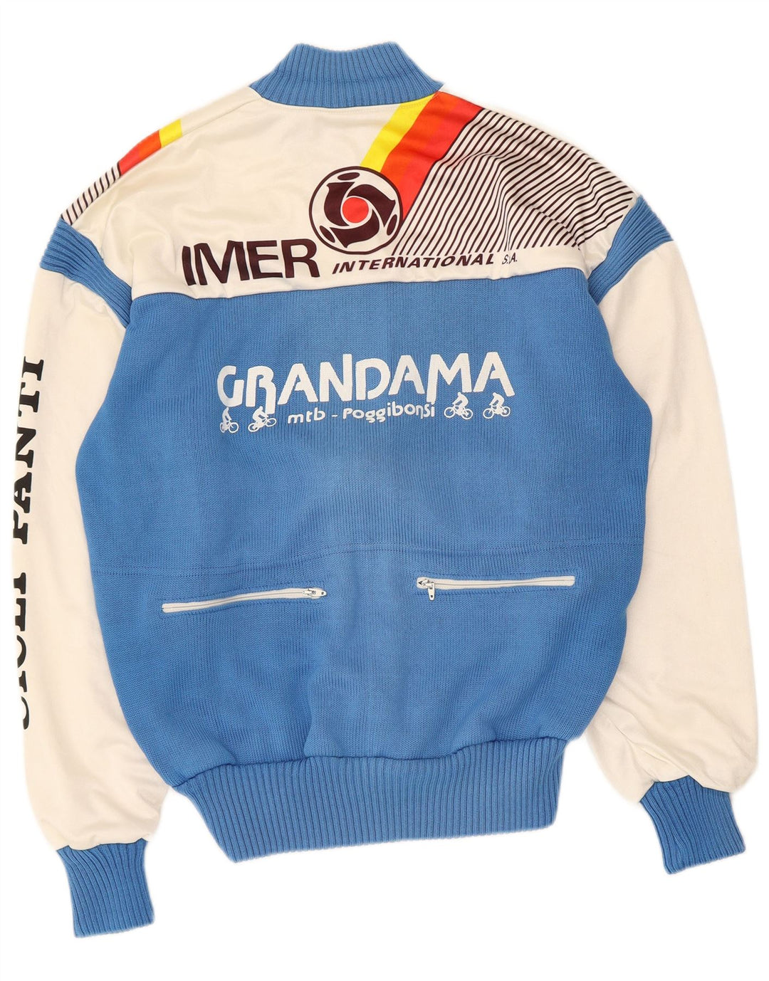 vintage Mens Graphic Survêtement Top Jacket IT 50 Medium Blue Colourblock