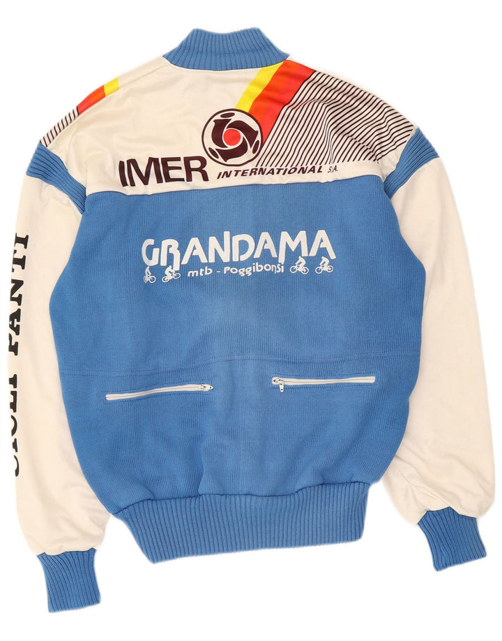 vintage Mens Graphic Survêtement Top Jacket IT 50 Medium Blue Colourblock