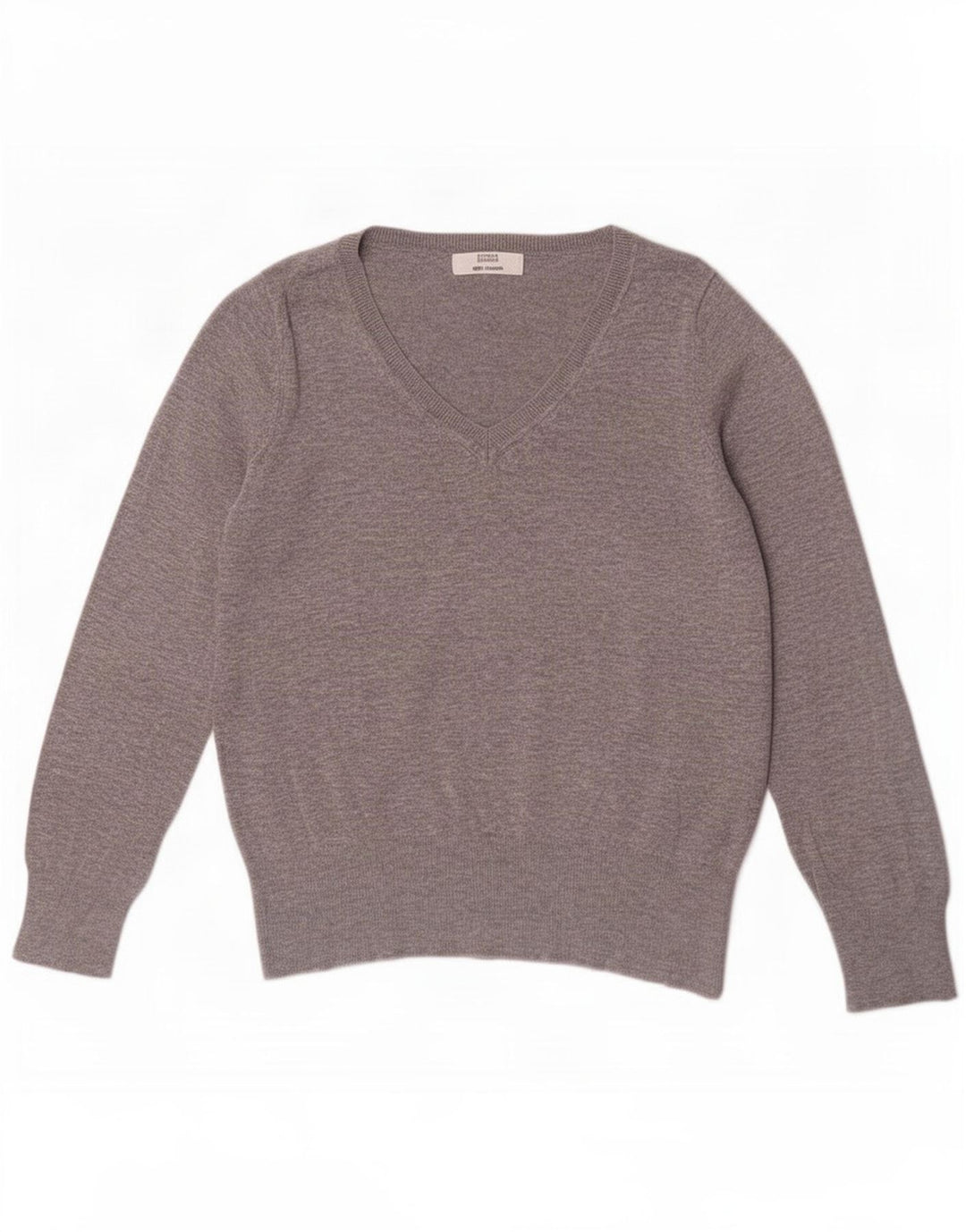 Marks & Spencer Pull col en V pour femme UK 44 Gris moyen Viscose