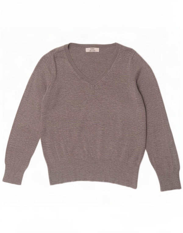 Marks & Spencer Pull col en V pour femme UK 44 Gris moyen Viscose