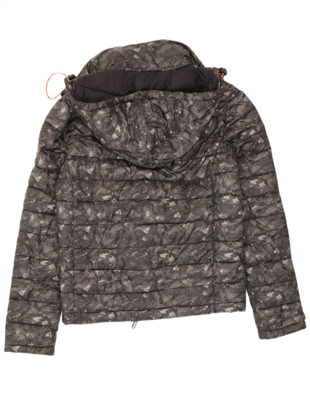 Superdry Veste matelassée à capuche pour femme UK 14 Gris moyen Camouflage Polyester